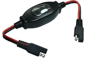 FILSHU SAE Extension Cable 16 AWG Wire Harness 12V-24V DC SAE to SAE Cable with ON/Off Switch Quick Connect/Disconnect Snap Action Cable for Motorcycle,Cars,Camp Trailer Solar Panels(30cm/1ft)