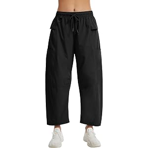 Leovqn Hiking Pants Women Baggy Barrel Lightweight Waterproof Cargo Pants | UPF 50+ Quick Dry Outdoor Camping Jogger with 5 P