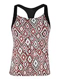 Septangle Women's Stripe Tankini Top Breathable Swimsuit Racerback Swimwear