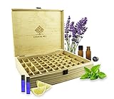 SXC Essential Oil Wooden Box Organizer Wood Storage Case Holds and Protects 68 Oils, Holds 56 5-15 mL Bottles and 12-10 mL Roller Bottles for Travel and Presentations, Large
