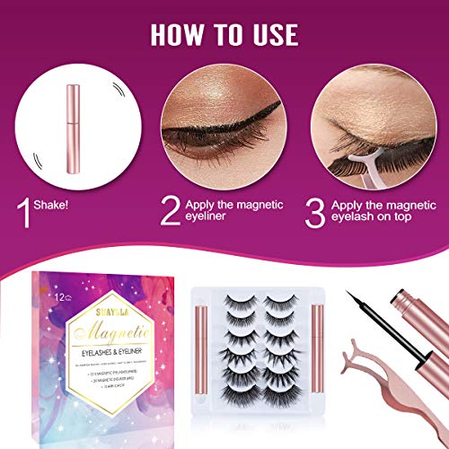 Eyelashes with Eyeliner Kit12 Pairs Reusable