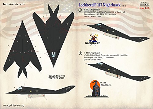 DECAL FOR AIRPLANE LOCKHEED F-117 NIGHTHAWK PART-2 1/48 PRINT SCALE 48-112