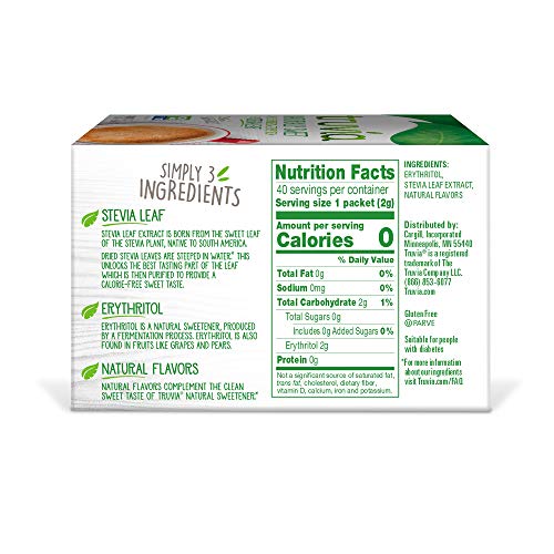 TRUVIA NATURAL STEVIA SWEETENER PACKETS, 2.82 OZ (40 CT)