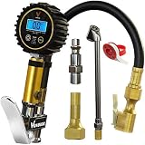 Vondior Digital Tire Inflator with Gauge (200 PSI) - Air Chuck with Gauge and Inflator Gun with 3 Different Air Chucks + 1/4 Inch NPT. Tire Pressure Gauge for Motorcycle/Car/Truck Tires