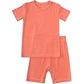Aablexema Baby Short Summer Pajamas - Toddler Cool Jammies Pjs Rayon from Bamboo,2pcs Kids Sleepwear Set for Boys Girls