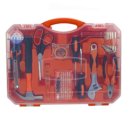 ZoSiP Multifunktionales Werkzeugset 14 Stück Startseite Löschen Cover-Reparatur-Werkzeug-Set Allgemein Haushalts-Handwerkzeugsatz Mit Plastikwerkzeugkasten Lagerung (Color : Orange, Size : 43x33x6cm)