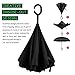 wuudi Inverted Umbrella Double Layer Windproof UV Protection Car Reverse Umbrella with C-Shaped and Carrying Bag (Black)