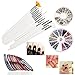 Nail Art Set，DIY Nail Design Tool with 30 Mixed Colors Striping Tapes Stickers，15 Drawing Polish Brush Set, 12 Colors Rhinestones, 3D Nail Art Gold/Silver Studs