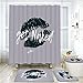 4 Pcs Funny Get Naked Shower Curtain Set with Non-Slip Rug, Toilet Lid Cover, Bath Mat and 12 Hooks, Get Named Waterproof Shower Curtain Set for Bathroom