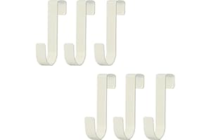 6 Pack Over Cabinet Door Hooks, Heavy Duty Metal J-Hooks for Kitchen, Bathroom, Laundry Room, Cabinet Hooks for Hanging, Hold