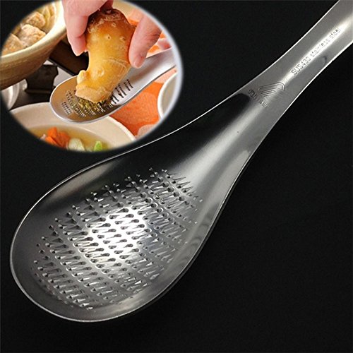 Unmengii New Arrival Durable Ginger Grater Wasabi Garlic Stainless Steel 1PC Home Essential Grinding Tool Lemon Zester Mixer Cheese Grater Mixing Spoon - Thumbnail 4