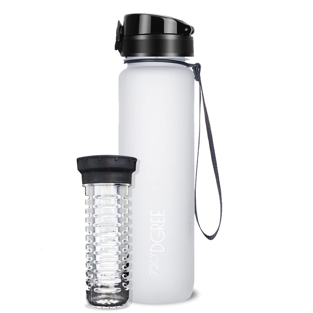 720°DGREE Water Bottle “uberBottle“ - 1 L softTouch +Fruit-Infuser - BPA-Free Tritan, Leakproof, Reusable Drinking Bottle - Sports Bottle for Gym, Running, Fitness, Cycling, Travel, School & Office