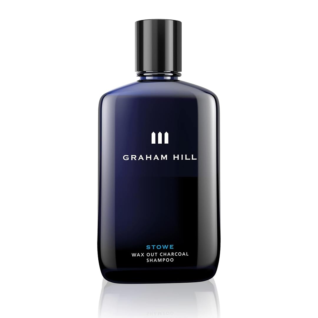 GRAHAM HILL Stowe Wax Out Charcoal Shampoo for Men - Detoxifying Mens Shampoo (250ml), Ideal for Oily Hair Shampoo with Natural Ingredients, Reduces Dandruff and Promotes Healthy Hair Growth