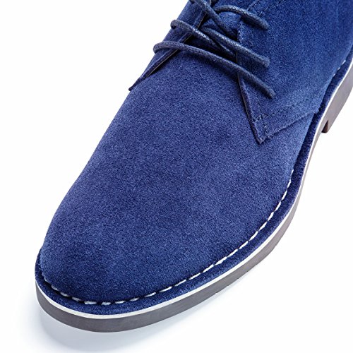 Men's Chukka Boots Genuine Suede Lace up Dersert Shoes Blue 10 - Thumbnail 4
