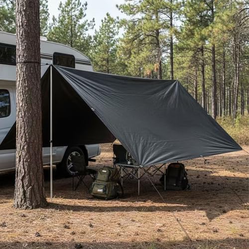 4 x 5 m Tarpaulin Waterproof and Resistant Polyethylene 130 g/m² – Black – Anti-UV and Frost Resistant – with Reinforced Metal Eyelets – Multipurpose for Garden, Camping, Furniture, Cars