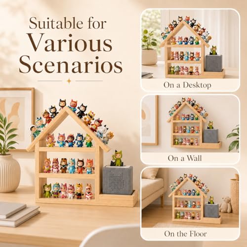 YUCHKEJ Tonie Shelf Magnetic Wooden Wall Storage Shelf for 70-85 Tonies, Compatible with Toniesbox 1 and Toniesbox 2, Wall Mounted Music Box Shelf for Children's Room