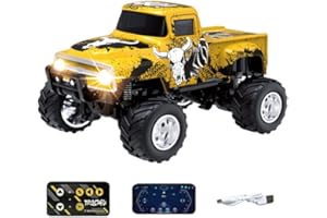 LynxPro 1/64 Scale Remote Control Alloy Mini Monster Truck, 2.4G 3-Speed Phone/RC Dual Control Off-Road Crawler with Shock Ab