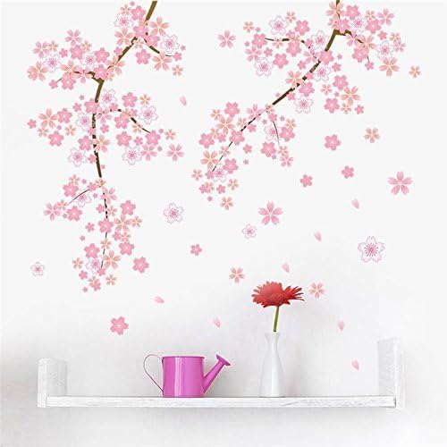 Ayutthaya Shop pink Cherry blossoms tree romantic garden diy home decal wall sticker girls bedroom wall art TV background decorative poster