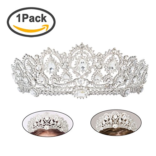 Tiara Crown Party Queen Crown Prom Pageant Crowns Princess Crown Rhinestone Crystal Wedding Bridal Crowns Tiaras for Women Girls, Silver