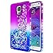 NageBee Glitter Liquid Sparkle Bling Floating Quicksand Waterfall Diamond Case, Purple/Blue for Samsung Galaxy Note 4 with Tempered Glass Screen Protector
