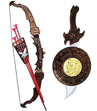 V SHINE Bahubali Sword and Archery Set Knights Warrior Set Fancy Dress Kids Cosplay Kings Sword, Sheild, Hand Armor, Bow and 3 Arrows