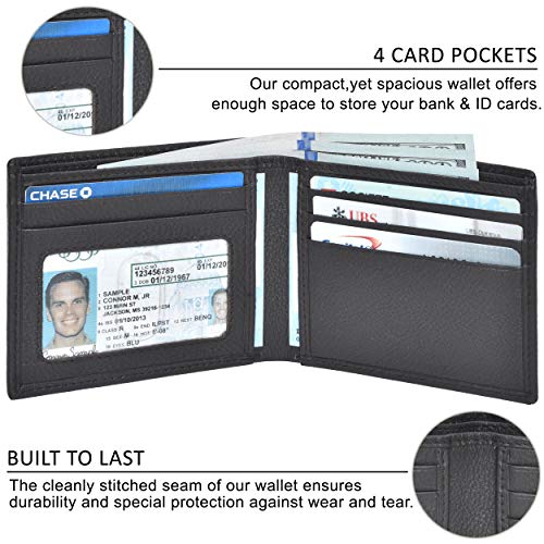 RFID slim wallet Bifold for men Ultra Thin 4 credit card Minimalist