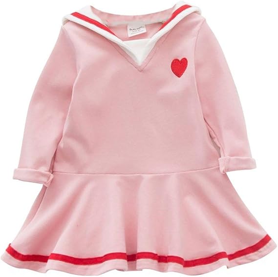Amazon Co Jp Plus Nao プラスナオ ワンピース キッズ 子供服 女の子 80 130cm 長袖 セーラーカラー マリン ハート ネイビー ピンク かわいい おしゃれ 服 ファッション小物