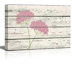 Pink Green Flower Petals on a Breeze Artwork - Rustic Canvas Wall Art Home Art - 12x18 inches