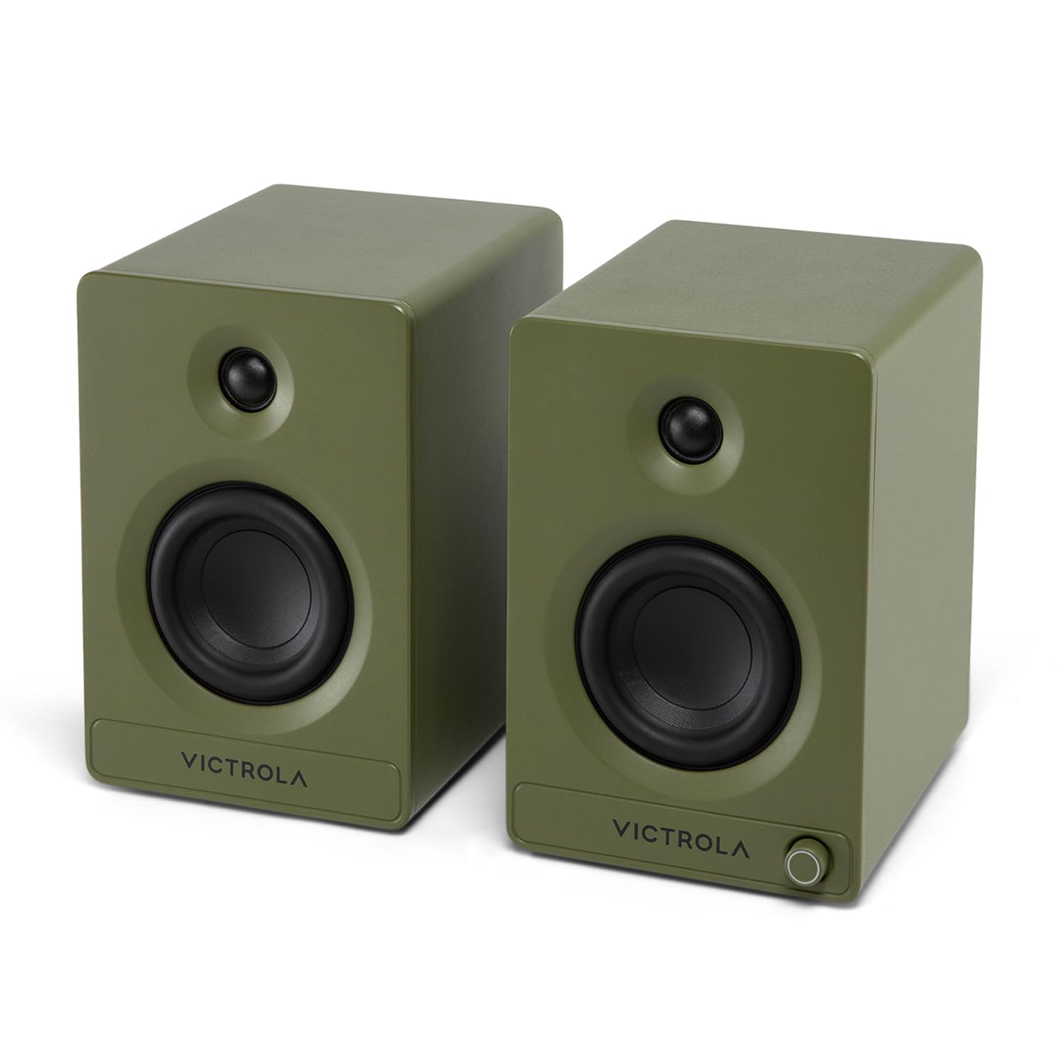 Victrola Tempo – Bluetooth Bookshelf Speakers – Room-Filling Sound, Bluetooth Input, Multi-Speaker Streaming Using Auracast, USB-C Computer Input, Turntable Inputs, Subwoofer Output (Pair, Green)