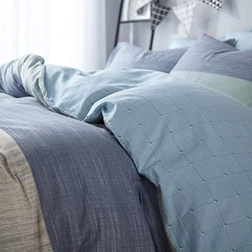 Geometric Duvet Cover Soft Cotton Blue Patchwork Modern Bedding Set with Zipper Ties Mint Green Duvet Cover Set Perfect…
