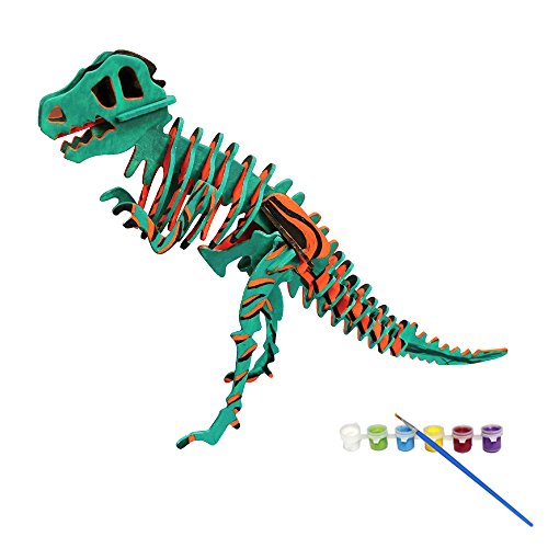 Bfun Woodcraft 3D Puzzle Assemble And Paint Diy Toy Kit, T-Rex (759803730651)