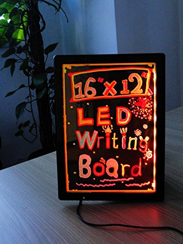 WER Flashing LED Writing Message Board 16" X 12" Illuminated Erasable Neon Menu Writing Board Flashing Neon Board Sign, for Shop and Message Reminding