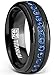 Black Titanium Men's Eternity Ring Band With Deep Blue Cubic Zirconia CZ, Size 9