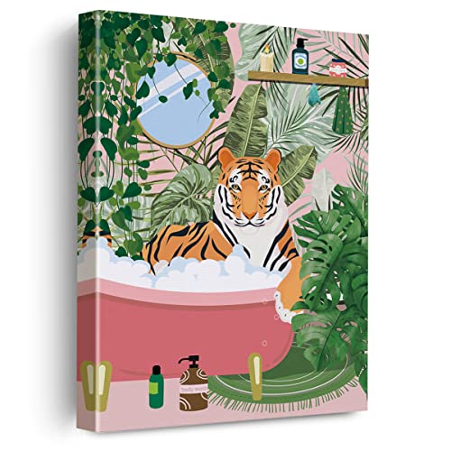 EVXID Tiger Bathroom Decor Jungle Safari Canvas Poster Painting Bathroom Toilet Restroom Lavatory Washroom Decor for Wall 12 x 15 inch at Amazon