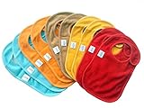 Baby Bibs with Snap Closures Solid Colors (10 Pack) by Kohars. 100% Cotton Absorbent Reversible Unisex Teething Dribble Bibs. Perfect for Newborn Infant Toddlers & Baby Shower and Gift Basket