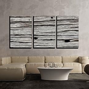 3 Piece Canvas Wall Art - Old Wooden Texture Background. - Modern Home Art Stretched and Framed Ready to Hang - 16"x24"x3 Panels