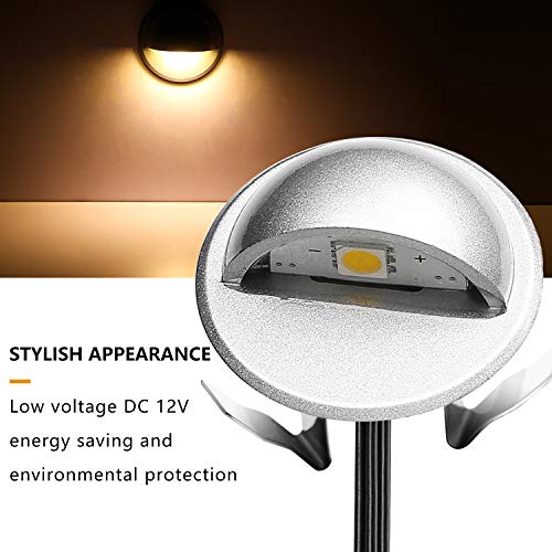 QACA 20 Pack LED Stair Lights Kit Low Voltage Landscape Lights Waterproof IP65 Outdoor 1-2/5" Recessed Wood LED Deck Lighting Yard Garden Patio Step Landscape Pathway Decor Lamps, Warm White - Thumbnail 4