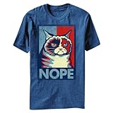 Grumpy Cat Nope Men's Heather Blue T-Shirt XL