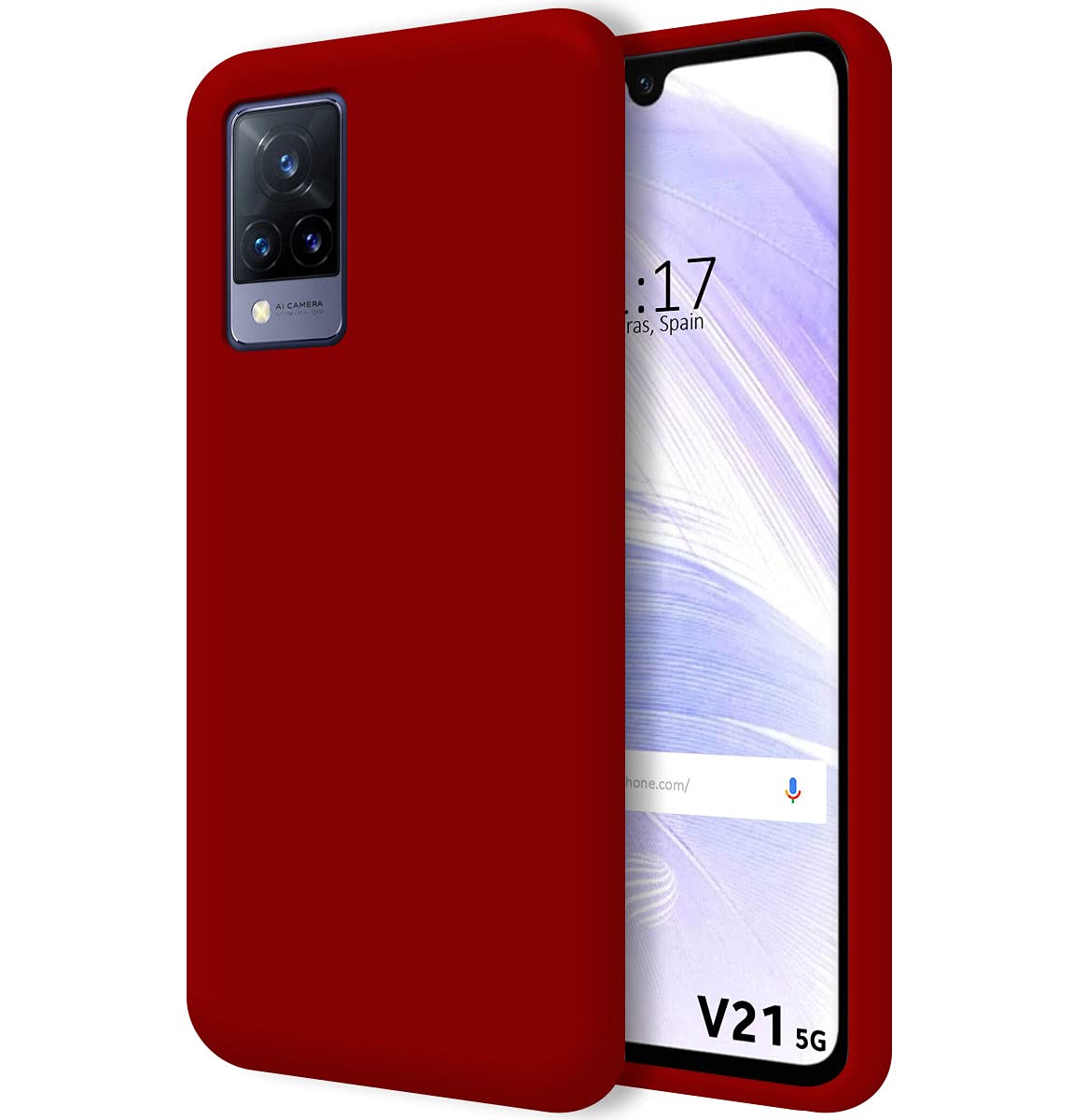 Tumundosmartphone Liquid Silicone Ultra Soft Case Cover for Vivo V21 5G Red