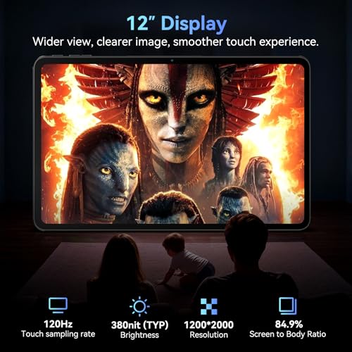 Nexall N90 Android 16 Tablet, 12 inch Tablet with Keyboard, 2K FHD+, 4G LTE/5G WiFi, 24GB+128GB/2TB, 9000mAh, Face ID, 4 Year Warranty, Widevine L1, Dark Gray– for TV, Games & Office, Dark Gray