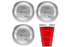 Lillian Dinnerware Magnificense Plastic Plate, Clear, 10.25", 30 Ct (PACK OF 3) with 120Count of 500ml Plastic Cups