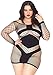 Leg Avenue Women's Sexy Plus Size Diamond Fish Fishnet Mini Dress with Panel Accesnts