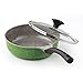 Cook N Home 3-Quart 9.5-Inch/24cm Nonstick Ceramic Coating Deep Saute Stir Fry Pan Wok with Lid, Green
