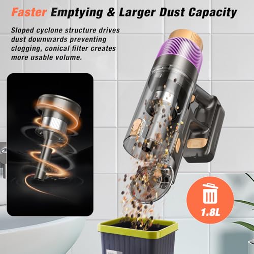 VBUOO Cordless Vacuum Cleaner, 580W 48KPA 70 Mins Vacuum Cleaners for Home, Self-Standing Stick Vacuum with Wall Mount Charge, Touch Screen, Ultra High-Power Brush for Pet Hair/Plush Carpet/All Floor