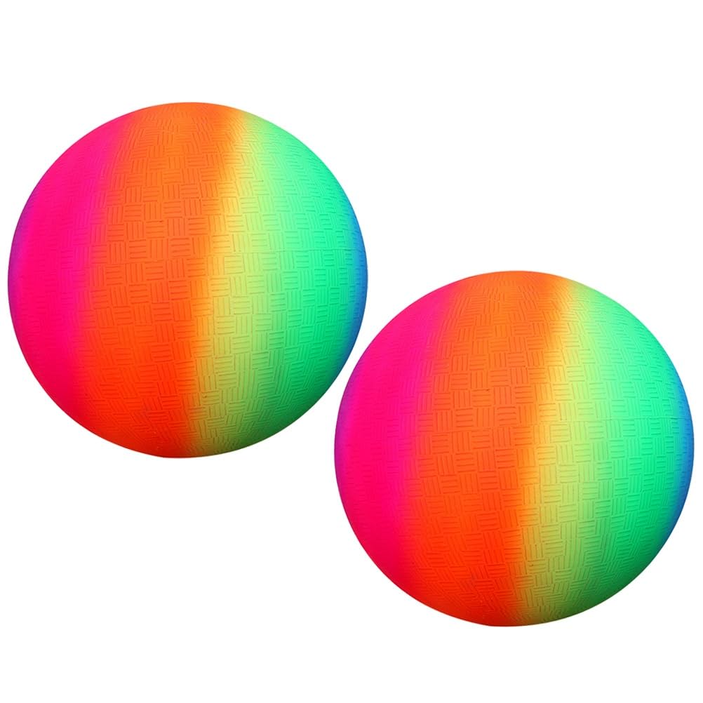 LIOOBO 2pcs 22cm Dodgeball Balls Rainbow Ball Sponge Football Moon Thick Playground School 22 CM Thickened PVC Sports Play Kickball Flapping Children Toy for Indoor Outdoor Activities (Colorful)