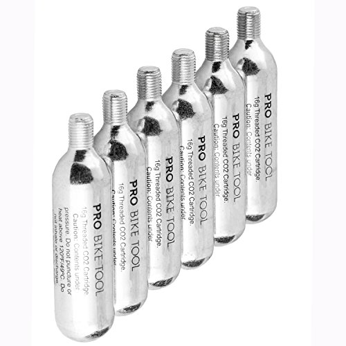 16g Threaded CO2 Cartridges, 6 Pack for All CO2 Bike Tire Inflators