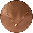 Valloey Rover Gold Necklace for Women 14K Gold Plated Circle Cubic Zirconia Pendant Necklace Dainty Twist Rope Chain Necklace Simple Jewelry Gift for Women
