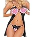 Eternatastic Women Mesh Cupless Babydoll Sleepwear Lingerie Set Thong Black XXL