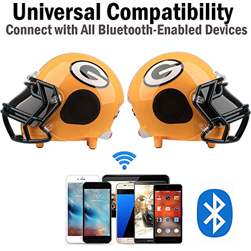 NIMA Portable Bluetooth Speaker, [Officially Licensed by NFL] NFL Football Helmet Stereo Speaker with Built-in-Mic, Hands-free Call, AUX, Built-in-Subwoofer, HD Sound and Bass - Green Bay Packers - Thumbnail 4