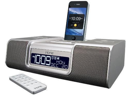 iHome iA9SZC App-Enhanced 30-Pin iPod/iPhone Alarm Clock Speaker Dock (Silver)